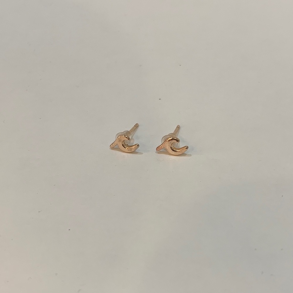 Rose Gold Wave Earrings - Picture 2 of 4